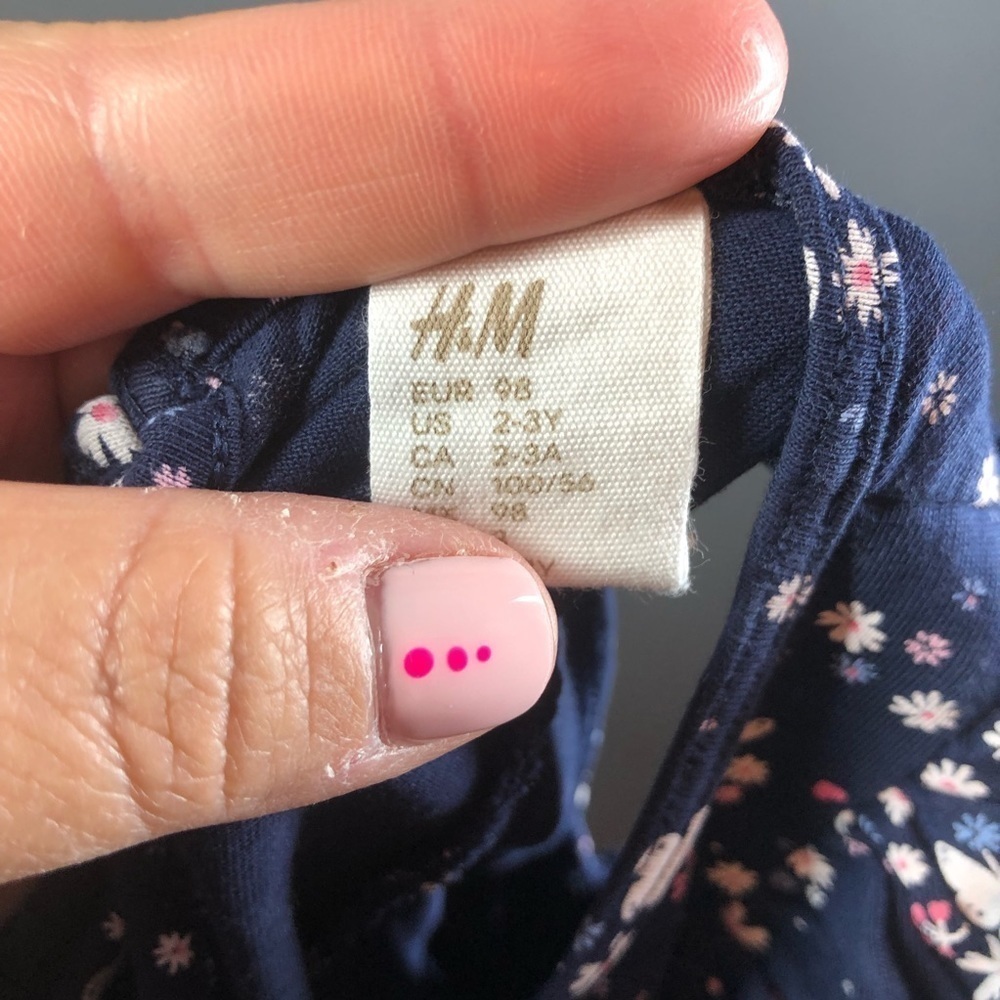 H&M Toddler Girls Blue Floral Butterfly Print Ruffle Dress - Picture 4 of 6